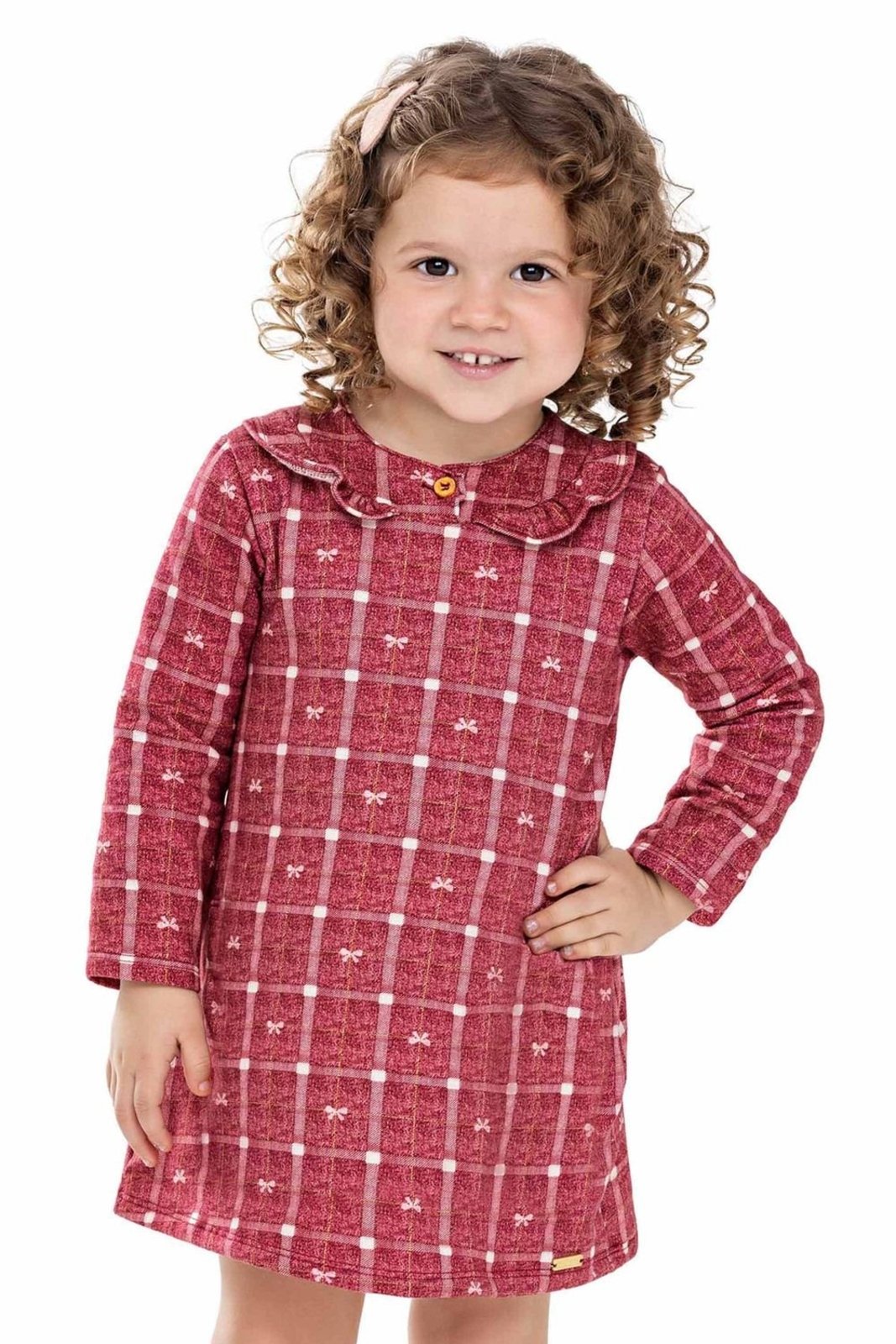 Infantil - Vestido Menina Xadrez Babados Colorittá Vermelho