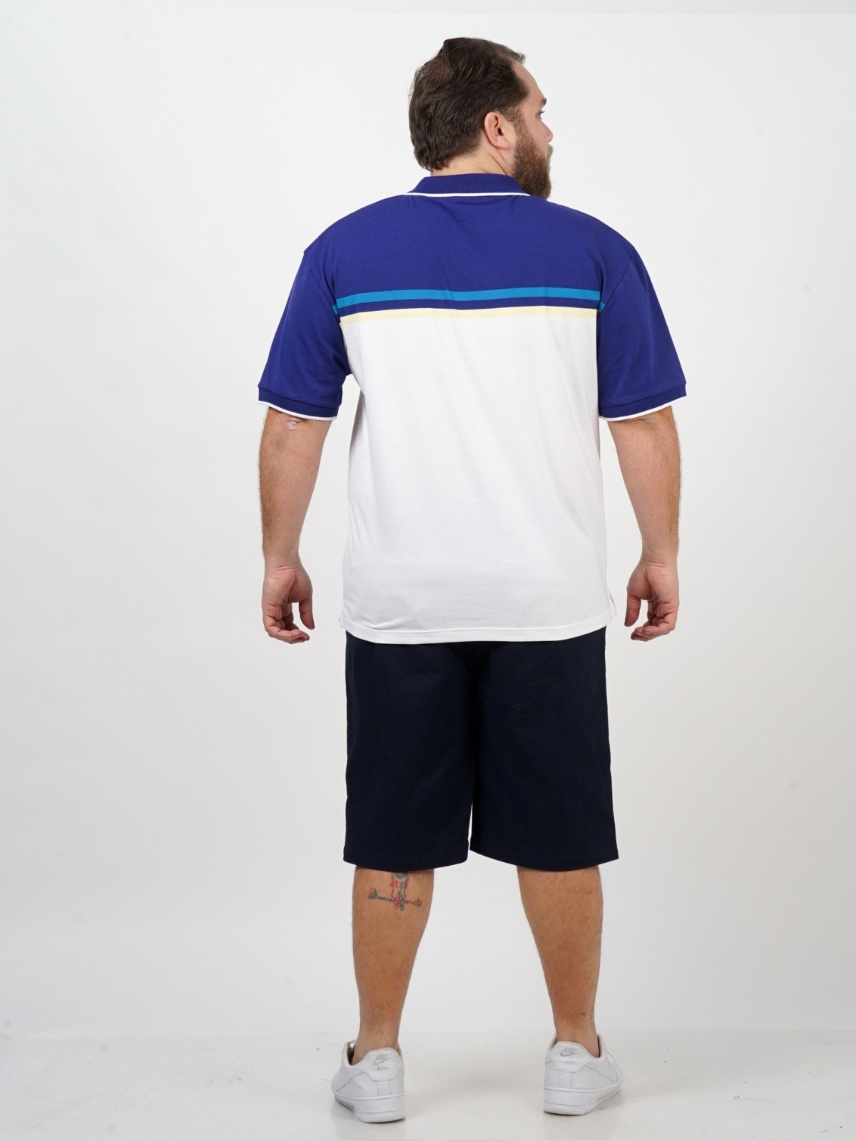 Vista 3 Polo SH Fashion Masculino Branca Confortável Para Dia a Dia azul/branco azul SH FASHION azul/branco azul