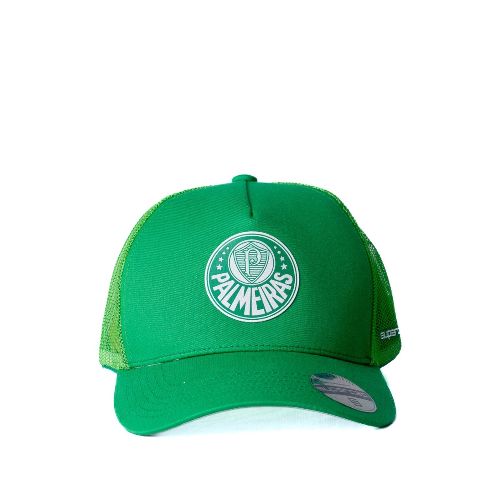 Vista 2 Boné Supercap Palmeiras Trucker Silk Frontal Supercap verde