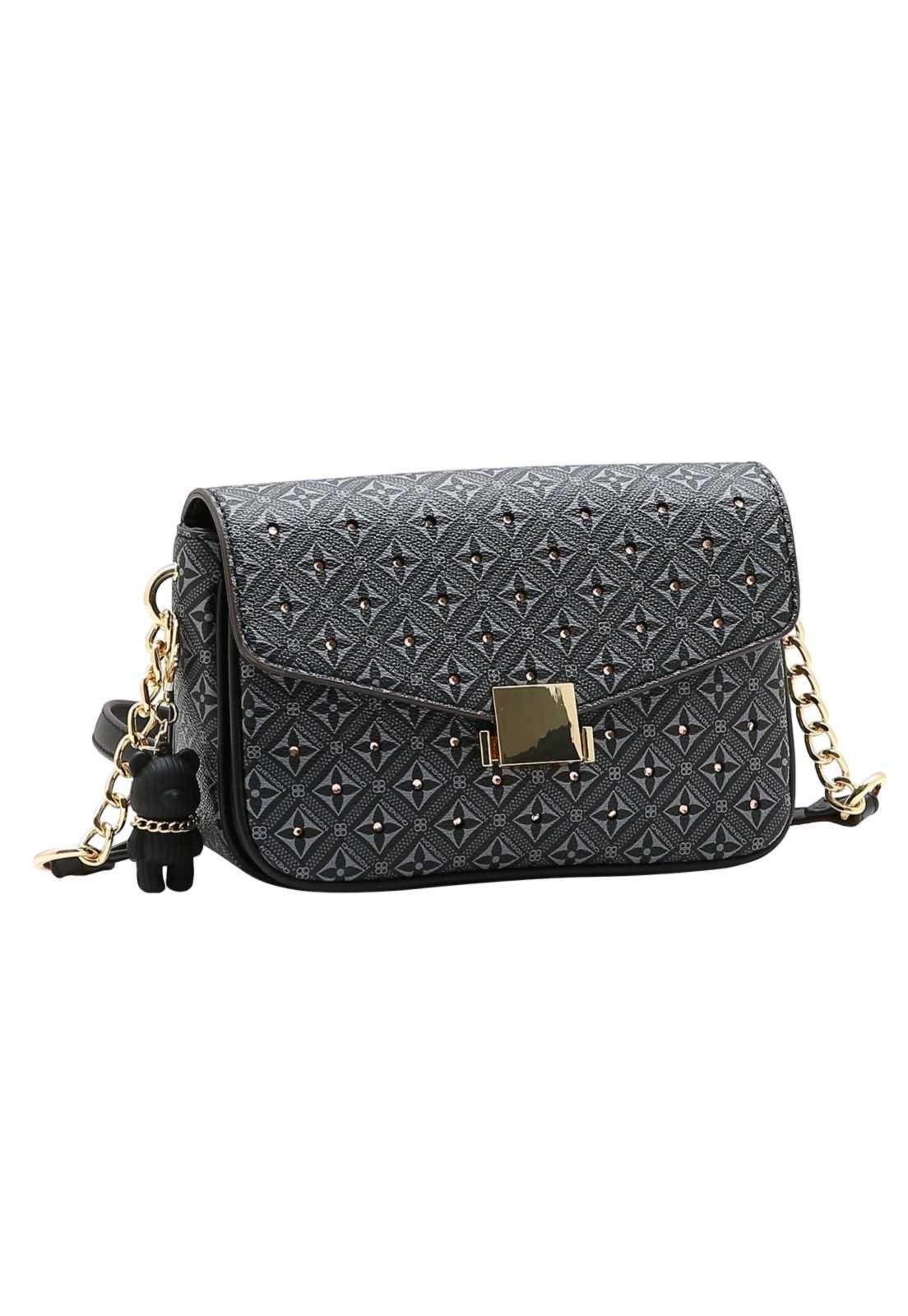 Bolsa Feminina Chenson Transversal Monograma Cristal 3485751 Preto