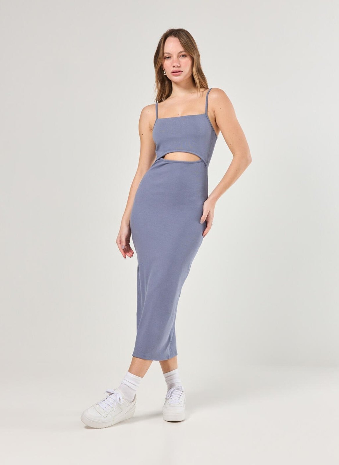 Vestido Tubinho Midi Com Abertura