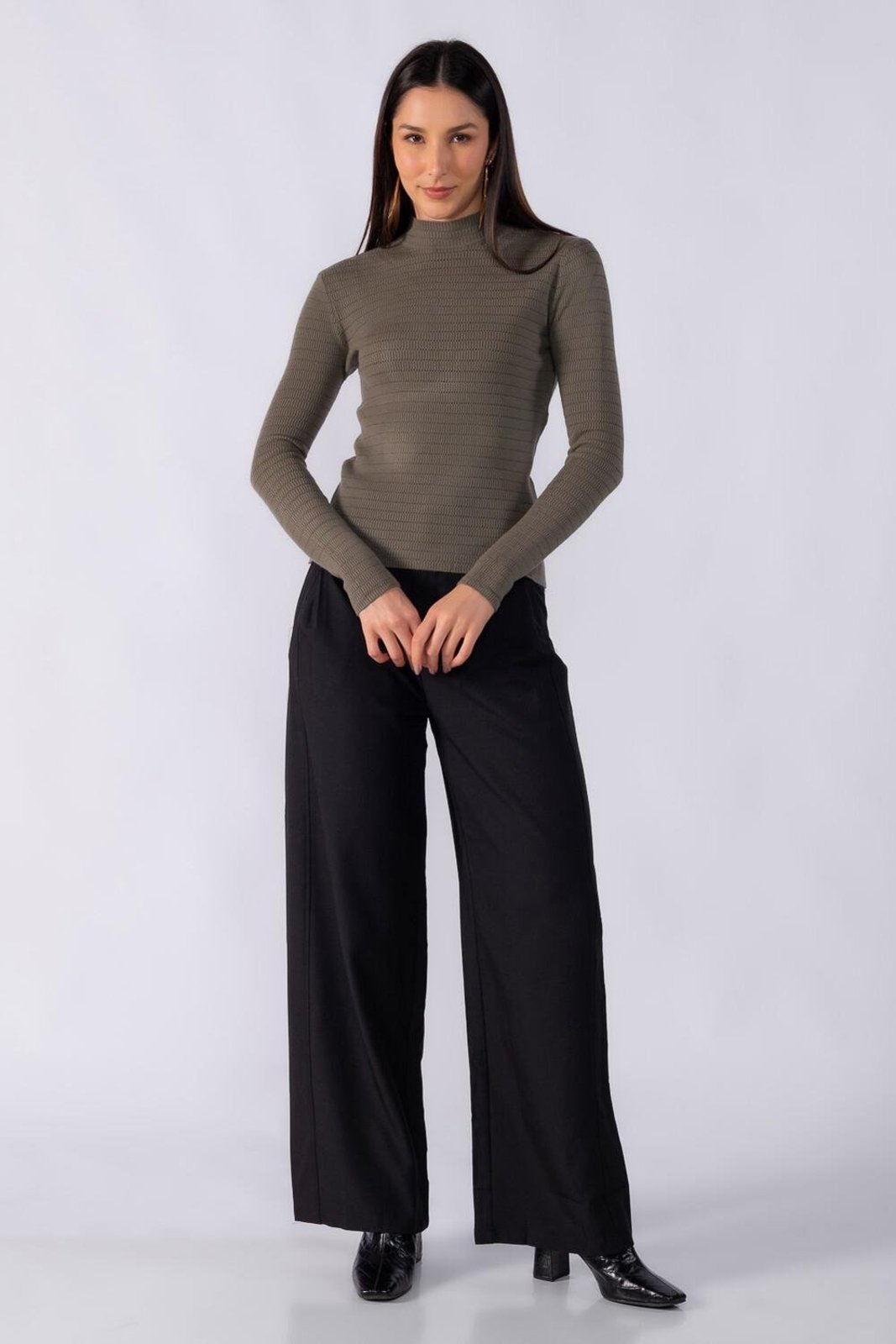Blusa texturizada gola alta Verde