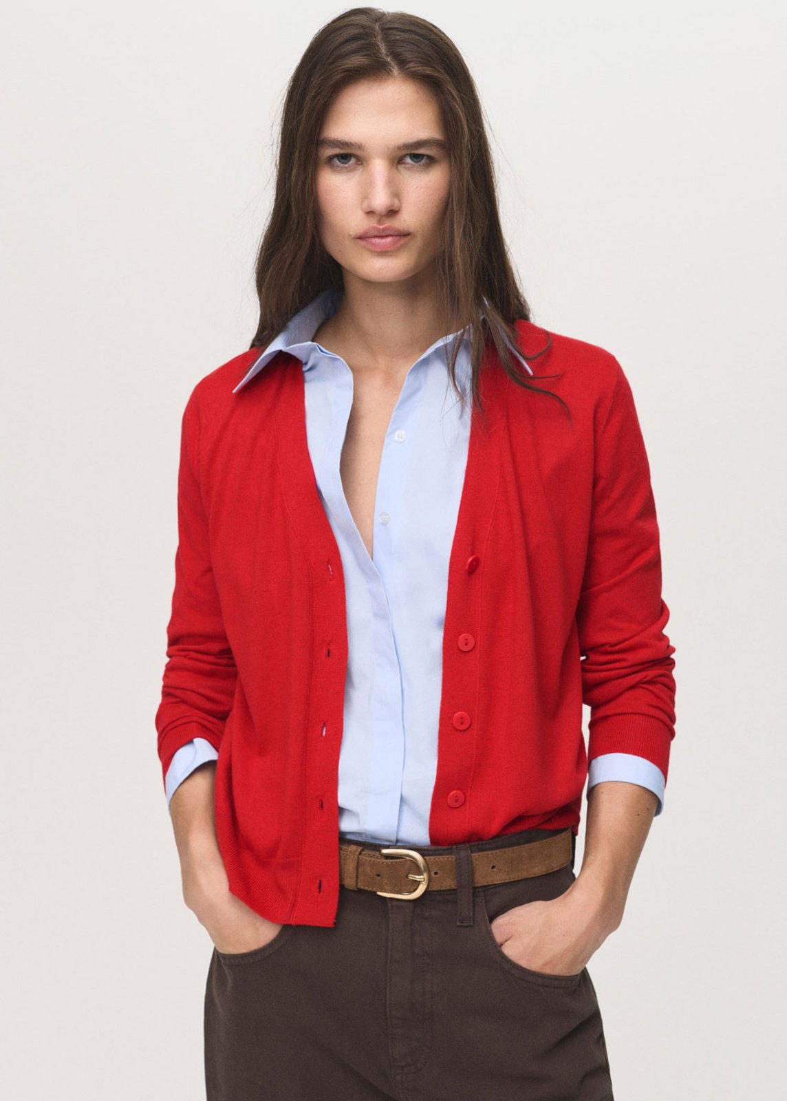 Vista 2 Cardigan Feminino Mango LUCCAV vermelho Mango vermelho