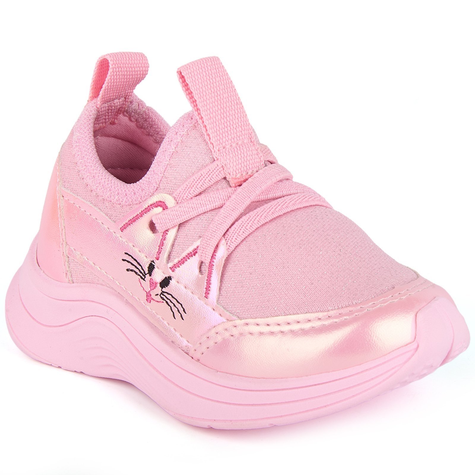 Infantil - Tênis B2A Calce Fácil Bordado Gatinho T004 Confortável rosa