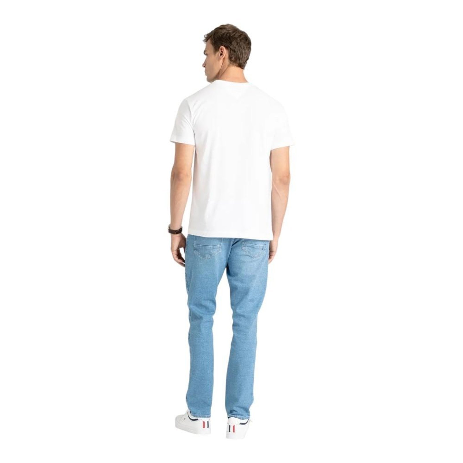 Vista 3 Camiseta Tommy Hilfiger Core Tommy Logo Tee Branca Masculina branco Tommy Hilfiger branco
