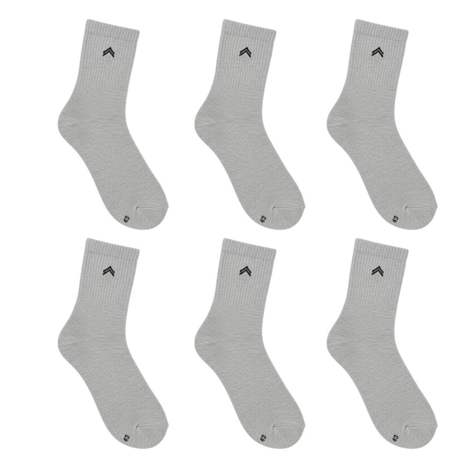 Kit 6 Pares de Meias QLC Sports Algodão UP Urban Cano Médio Cinza