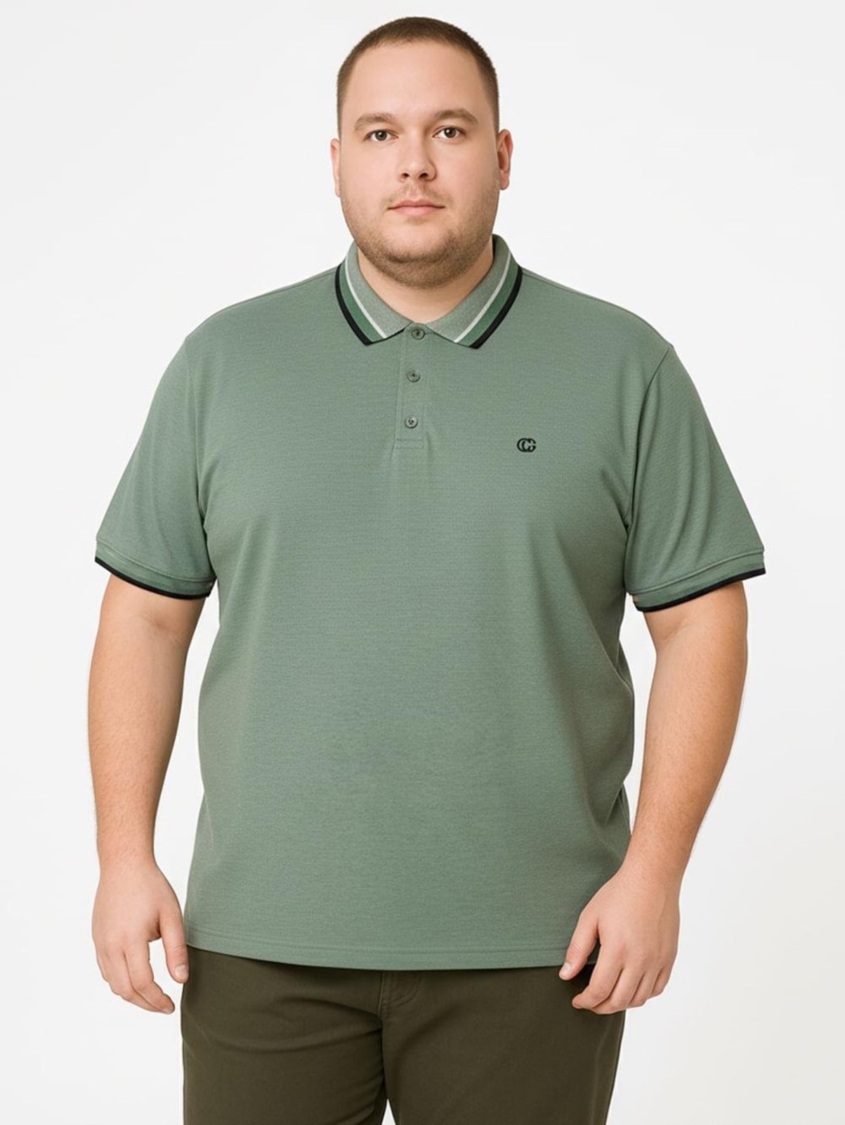 Polo Manga Curta Plus Size Masculina VERDE