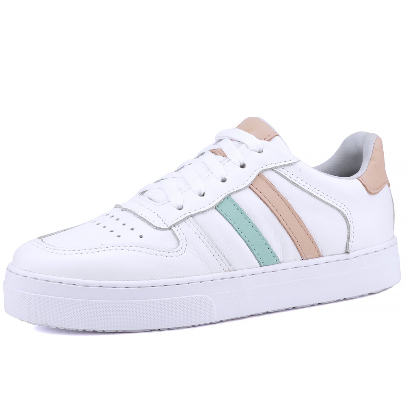 Tênis Casual Mr. Gutt Couro Branco/nude/verde