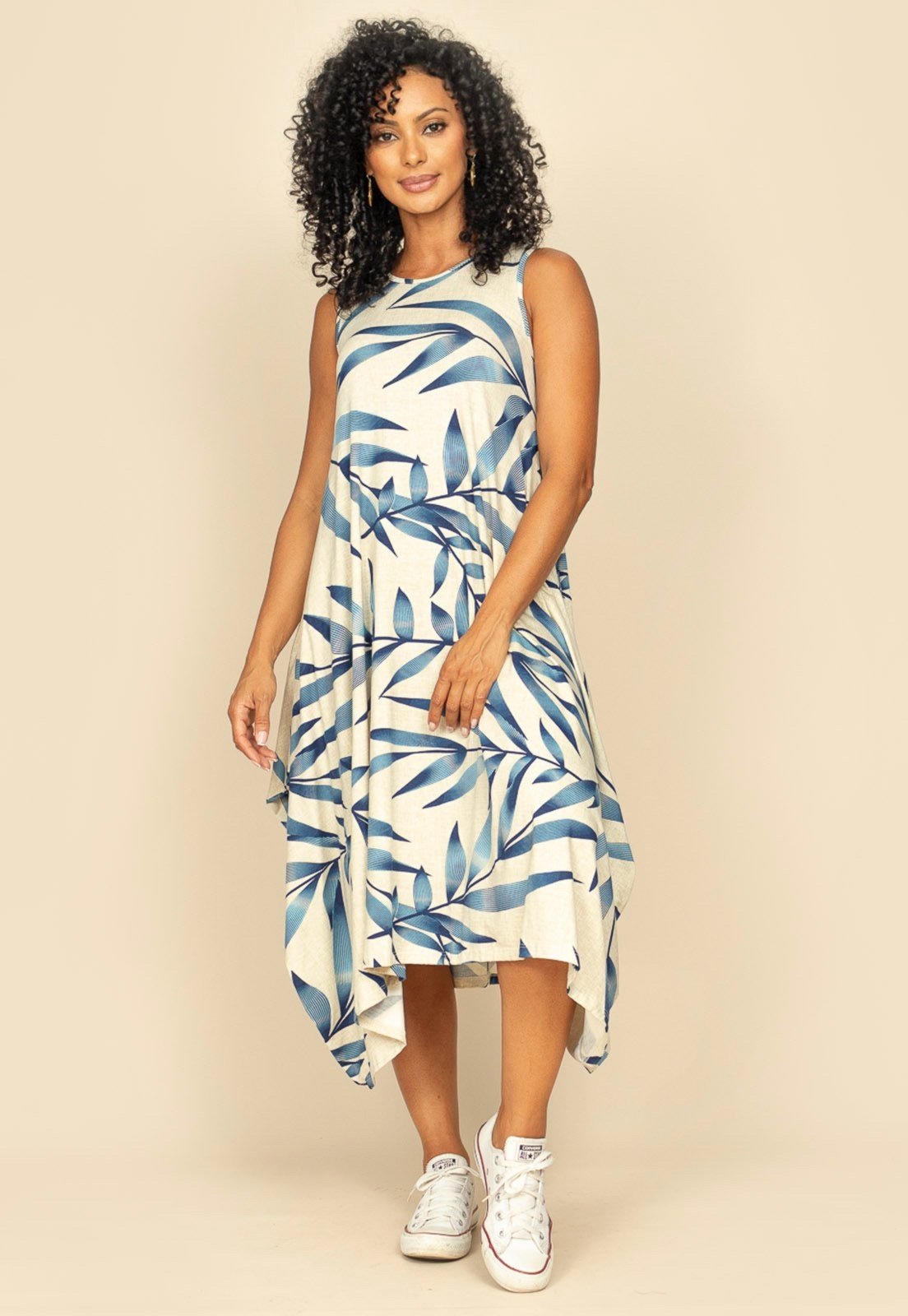 Vista 2 Vestido Saruel Regata Amazonia Vital Malha Bambu Amazonia Vital azul/estampado/azul