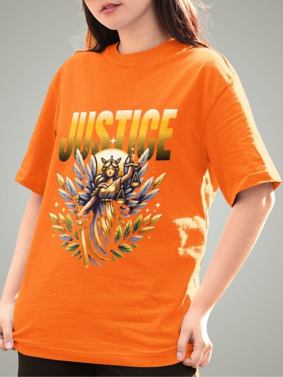 Camiseta Feminina GuGi Justiça Direito Laranja