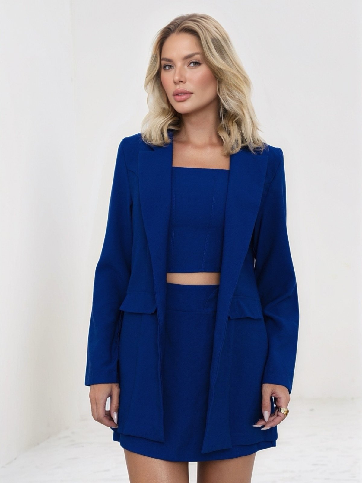 Vista 3 Blazer Divina Gata Alfaiataria Feminina com Mangas Longas Royal azul DIVINA GATA azul