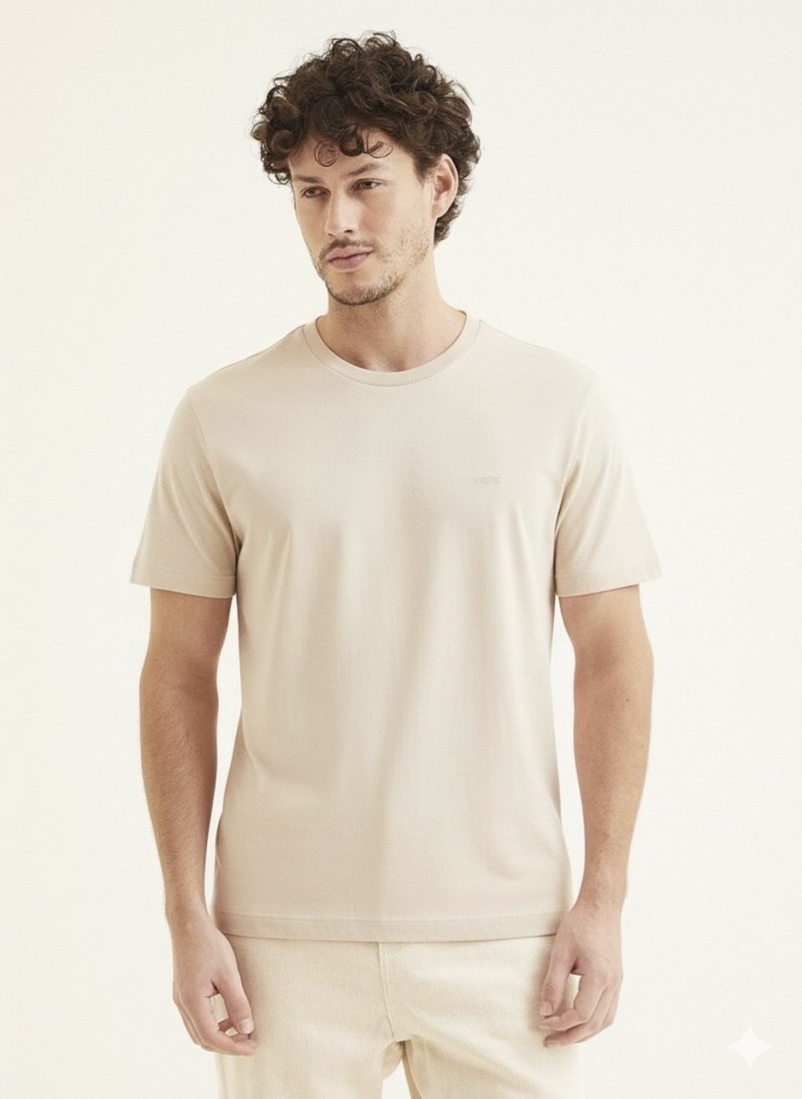 Vista 2 Camiseta Masculina Fit Básico Triton Praia bege Triton bege