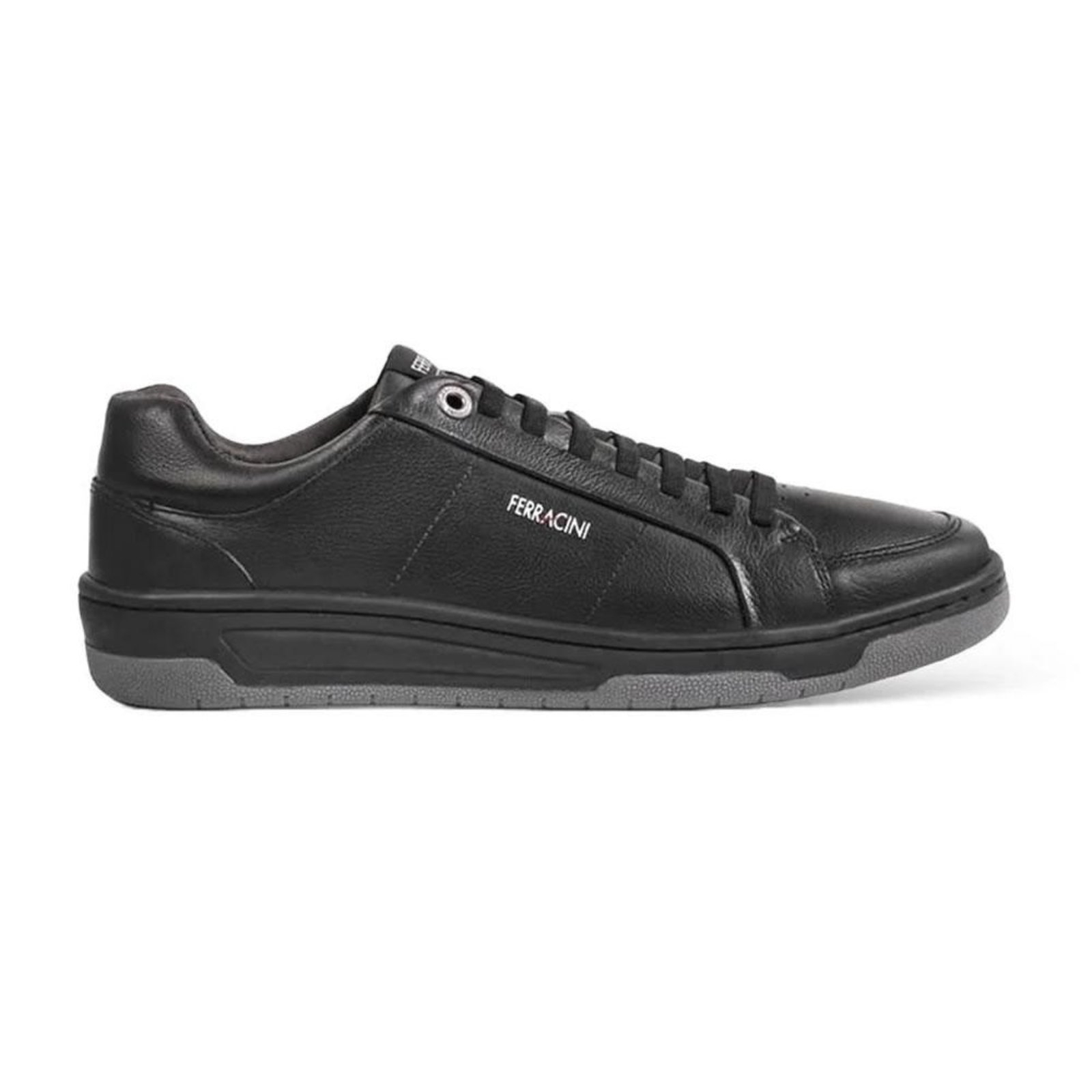 Tenis Sapatênis Ferracini VOX Casual Couro Preto Sola Preta Preto