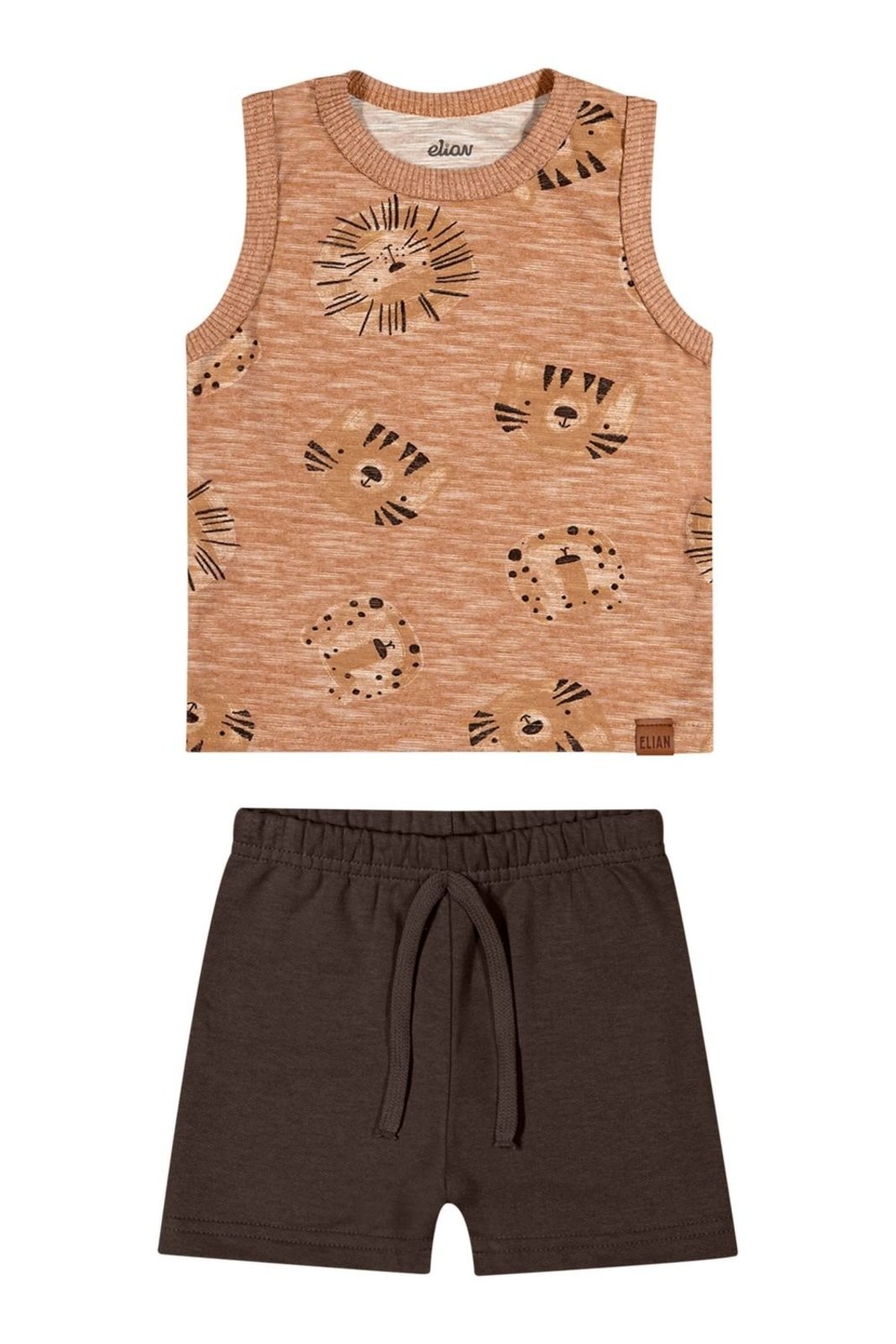 Vista 2 Infantil - Conjunto Menino Malha Flamê Selva Elian marrom Elian marrom