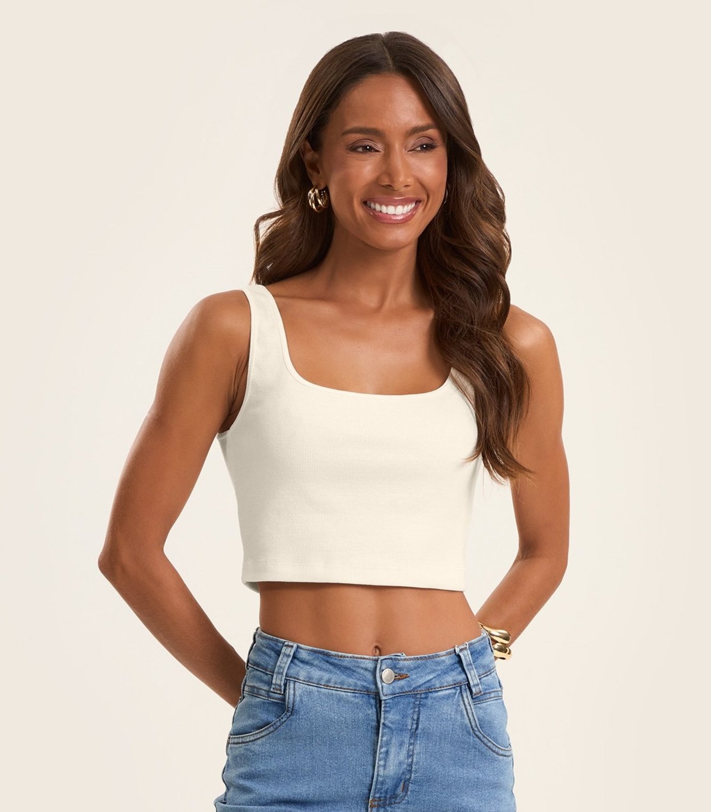 Top Básico Feminino em Ribana Rovitex Bege