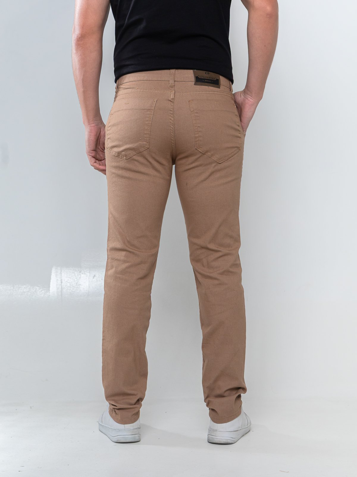 Vista 3 Calça Sarja Masculina Alpha Street Skinny Com Elastano Moderna Confortável Para O Dia A Dia Caqui Alpha Street Wear cáqui caqui Alpha Street Wear cáqui caqui