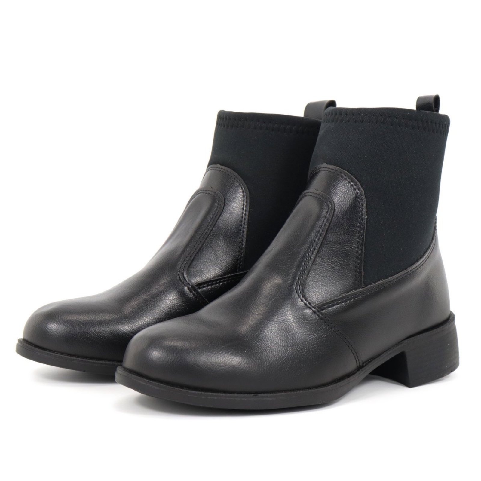 Bota Cano Curto Casual Feminina Urbana com Elastico Confortável Preta