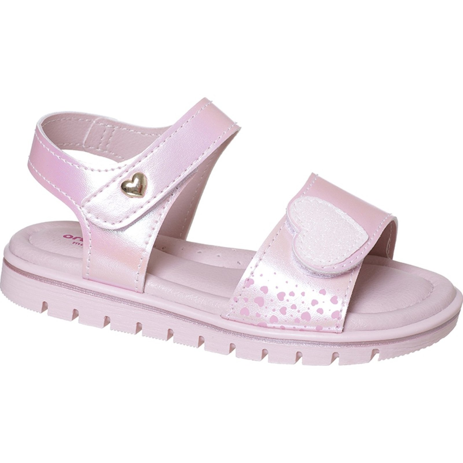 Vista 2 Infantil - Sandália Ortopasso Cinderela Menina Coração Conforto Moda Fashion Bonita rosa Ortopasso rosa