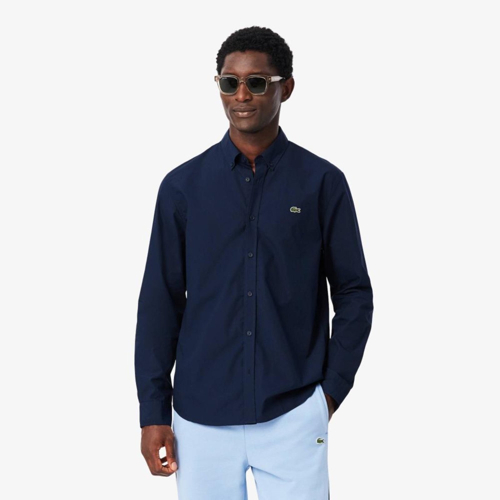 Camisa Modelagem reta em Popeline Stretch Azul