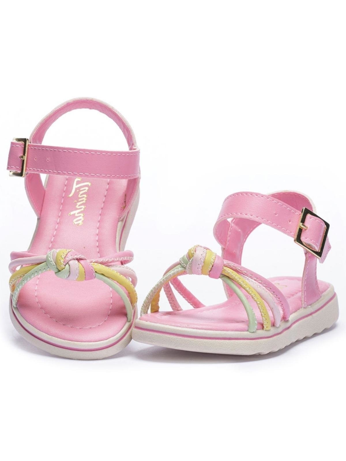 Vista 3 Infantil - Sandália Tininha Menina Nó Colorido Ballet rosa Tininha rosa