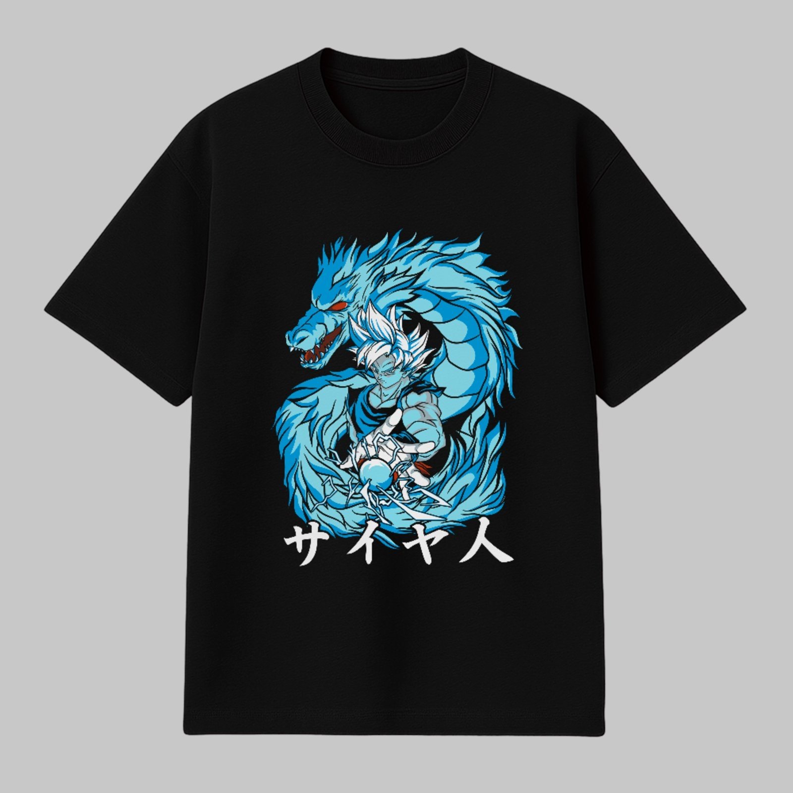 Camiseta Ousy Básica Anime Dragão Azul Saiyajin Goku Instinto Superior Unissex Preto