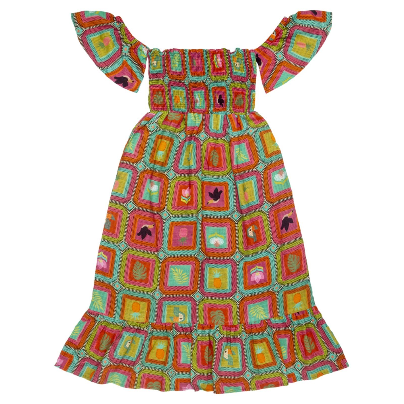 Vista 3 Infantil - Vestido Juvenil Look Jeans Midi Estampado vermelho Look Jeans vermelho