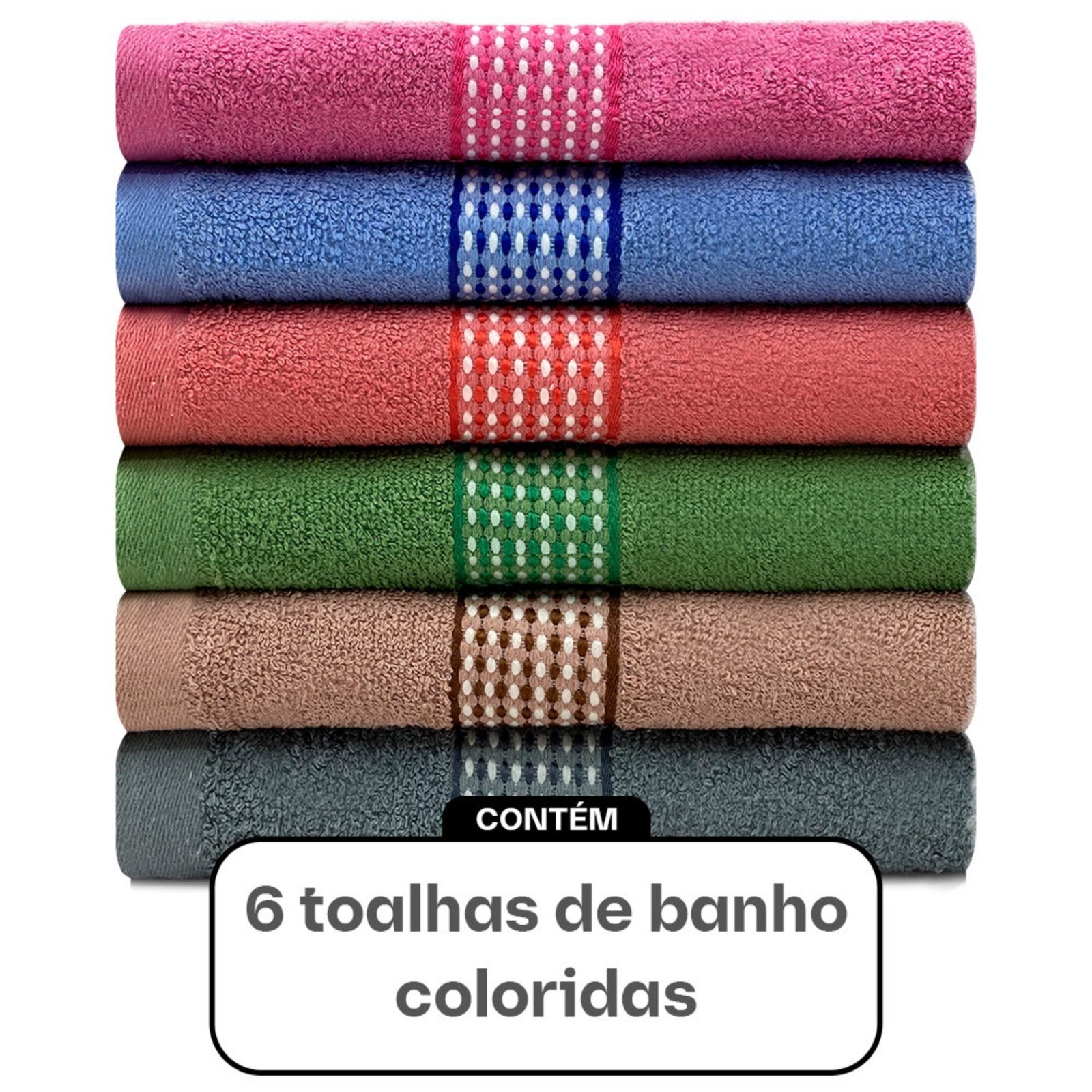 Vista 3 Jogo de Toalhas de Banho 6 Peças Algodão Felpuda Samba Camesa - Emcompre multicolorido Camesa multicolorido