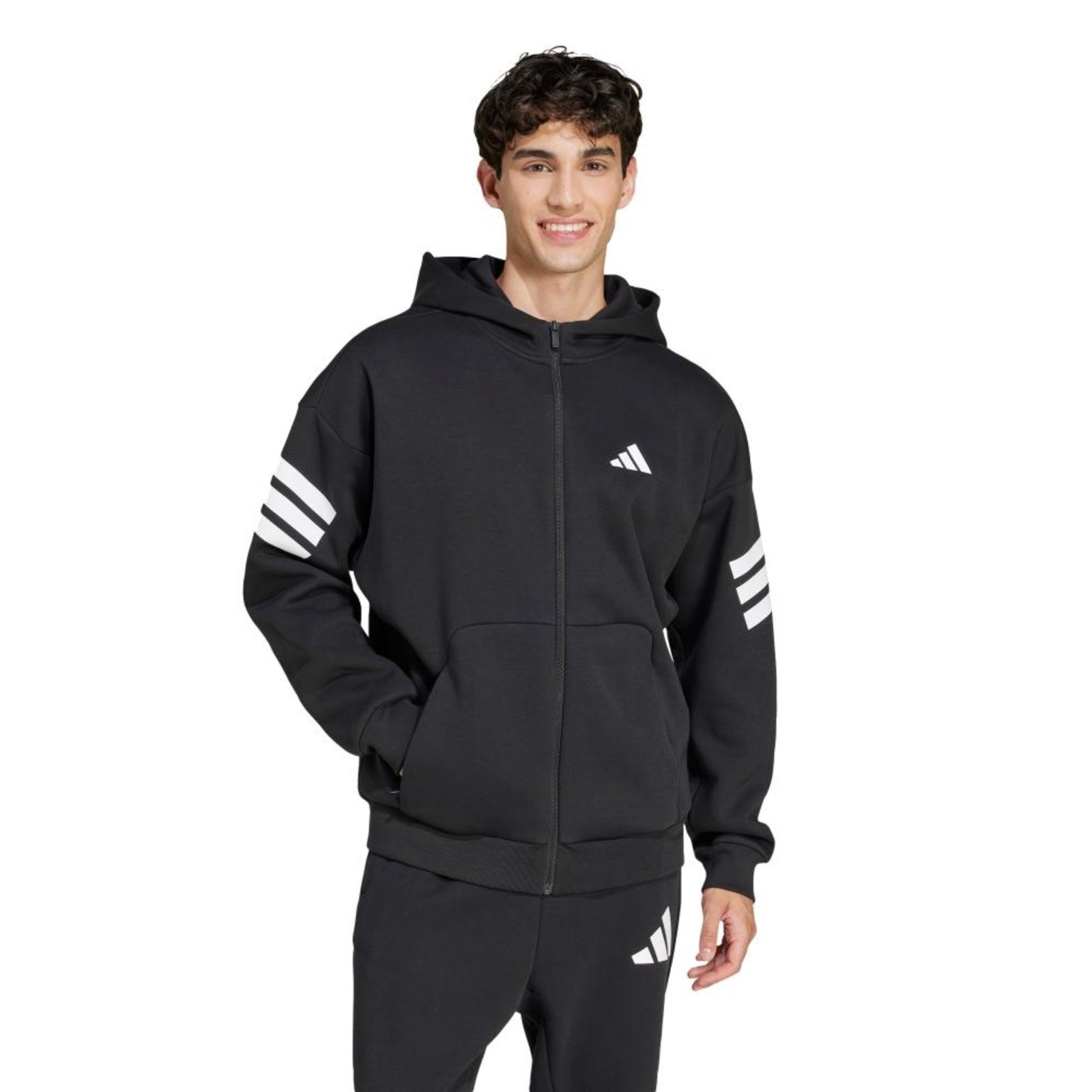 Blusa de moletom com capuz e fecho de zíper Três Listras Future Icons adidas Sportswear Preto