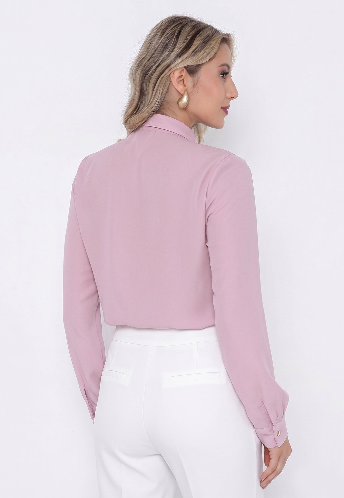 Vista 3 Camisa Intens Manga Longa Crepe Rosa rosê rosa Intens rosê rosa