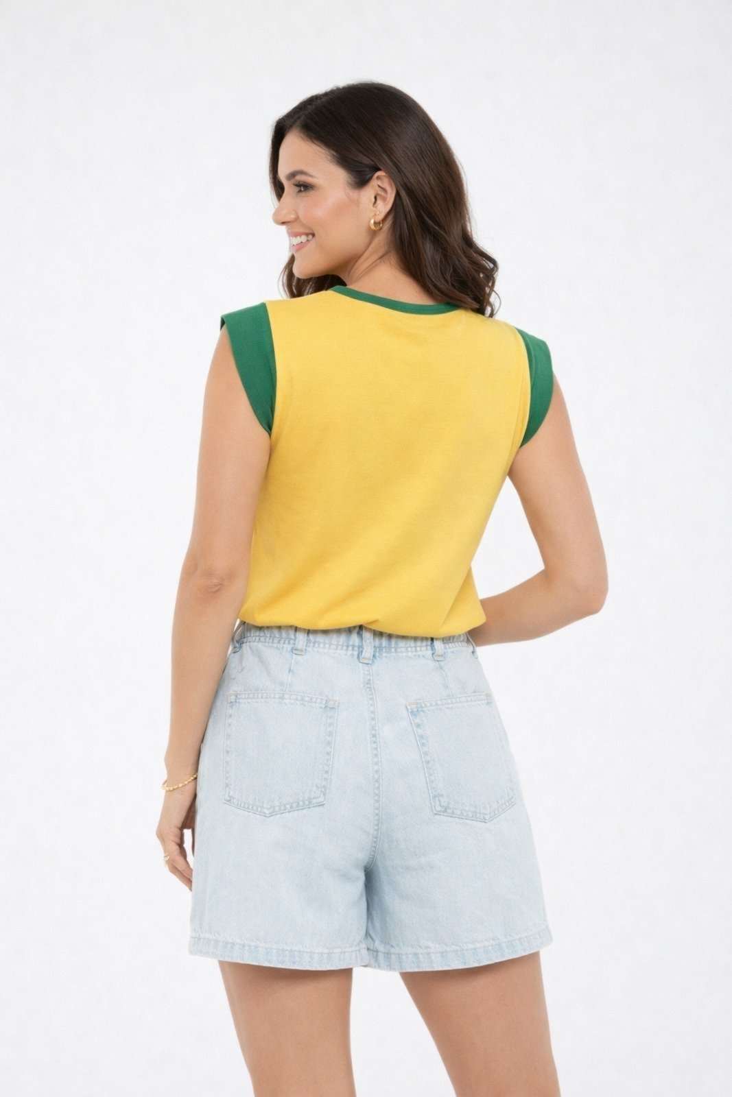 Vista 3 T-Shirt Ombreira D Bell Outlet Fashion Bicolor Amarela amarelo D BELL OUTLET FASHION amarelo