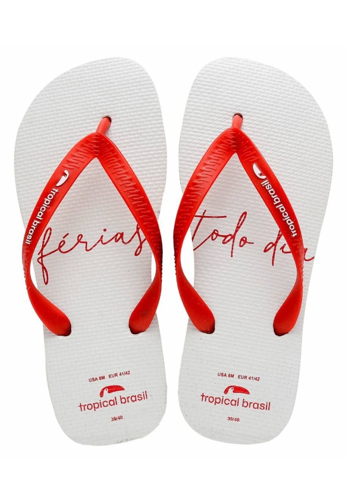 Chinelo Tropical Brasil Institucion Flip Flop Branco Com Vermelho