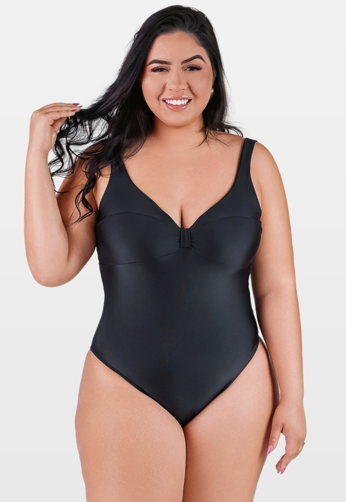 Maiô Plus Size Summer Soul Com Bojo e Fecho Preto