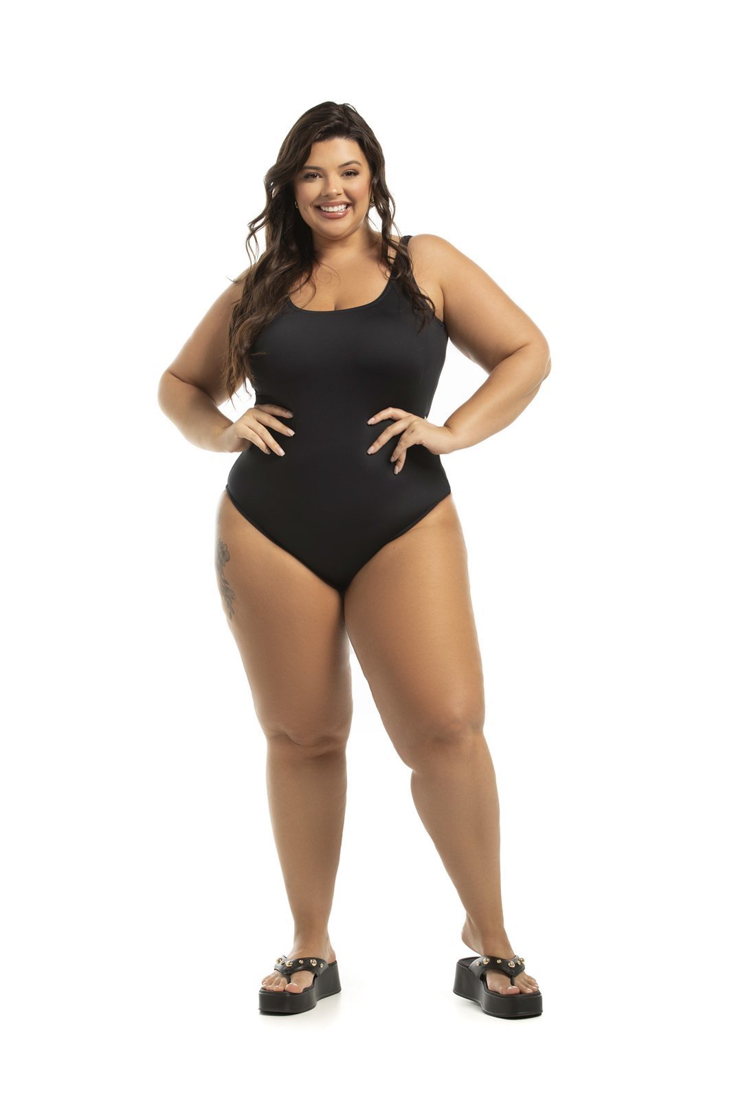 Maiô Regata Básico com Bojo Fixo Plus Size Preto