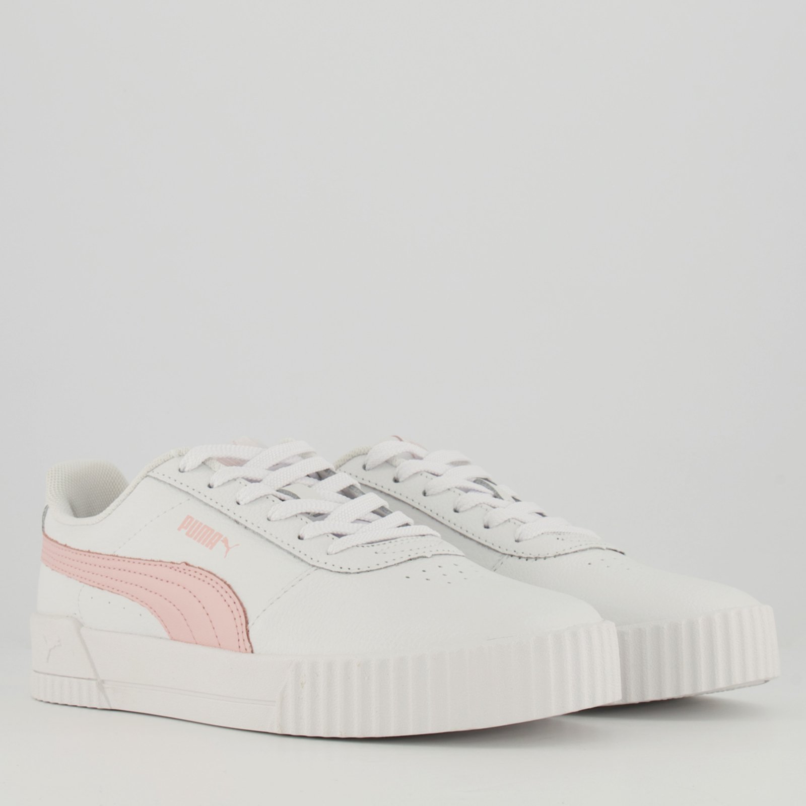 Vista 3 Tênis Puma Carina L BDP Feminino Branco e Rosa branco rosa Puma branco rosa