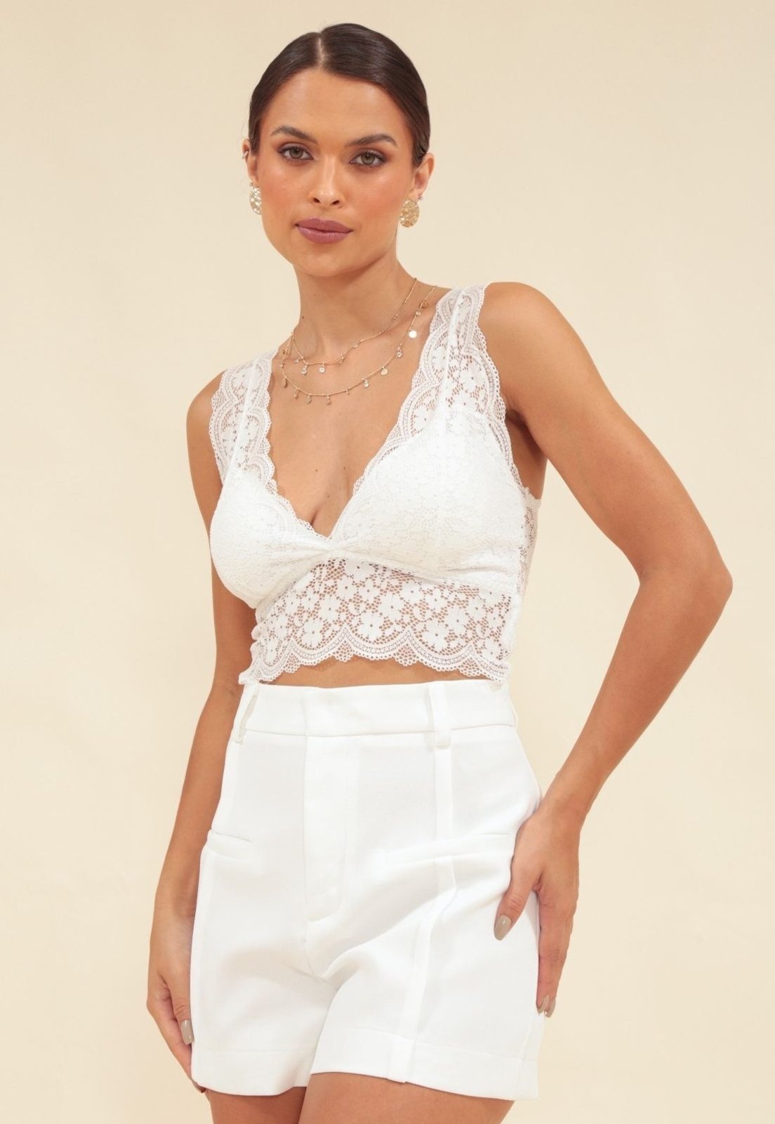 Top Renda Pop Me Alça Larga Bojo Branco