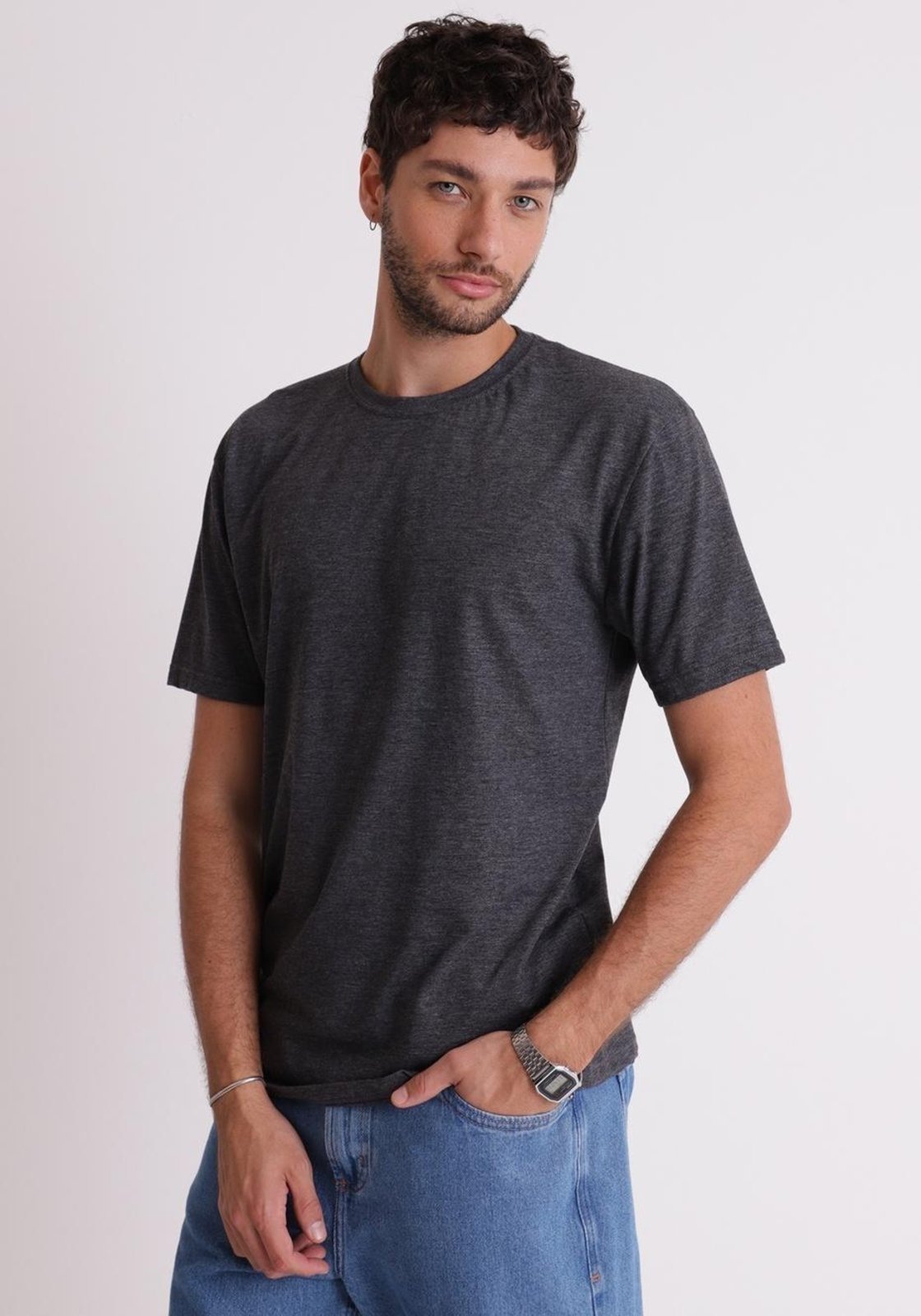 Camiseta básica chumbo Gang algodão qualidade conforto