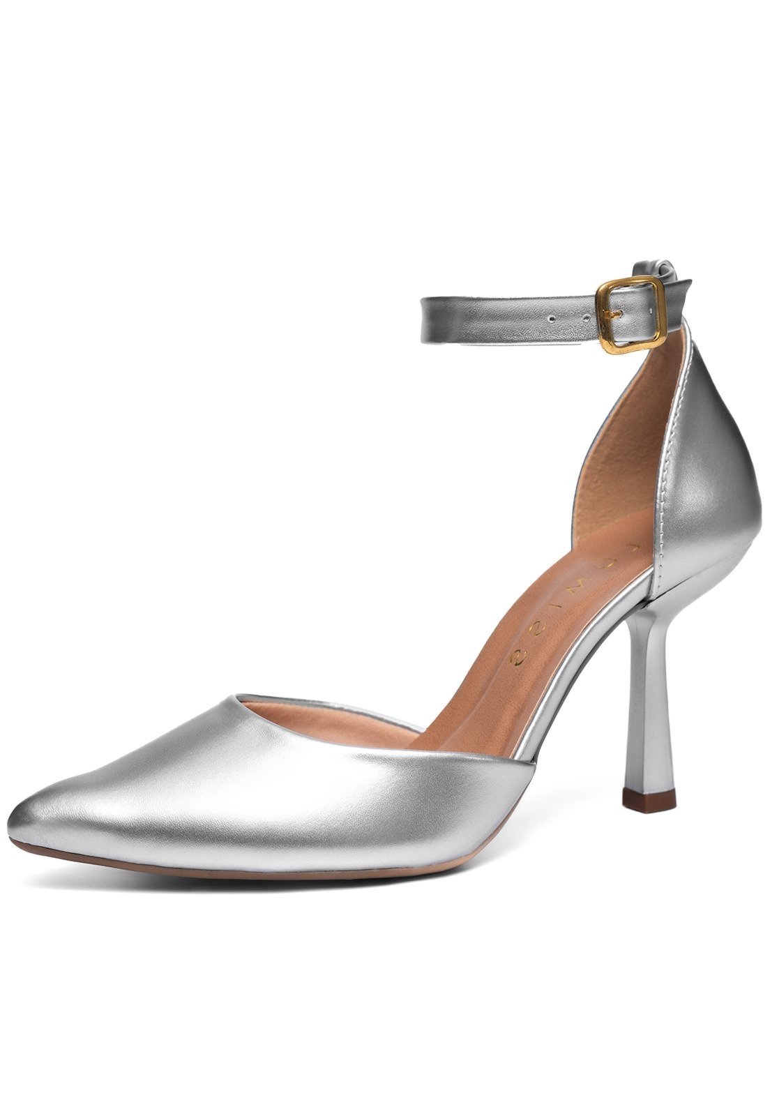 Sapato Scarpin Slingback Feminino Lumiss Salto Fino Moda Social Confortável Prata