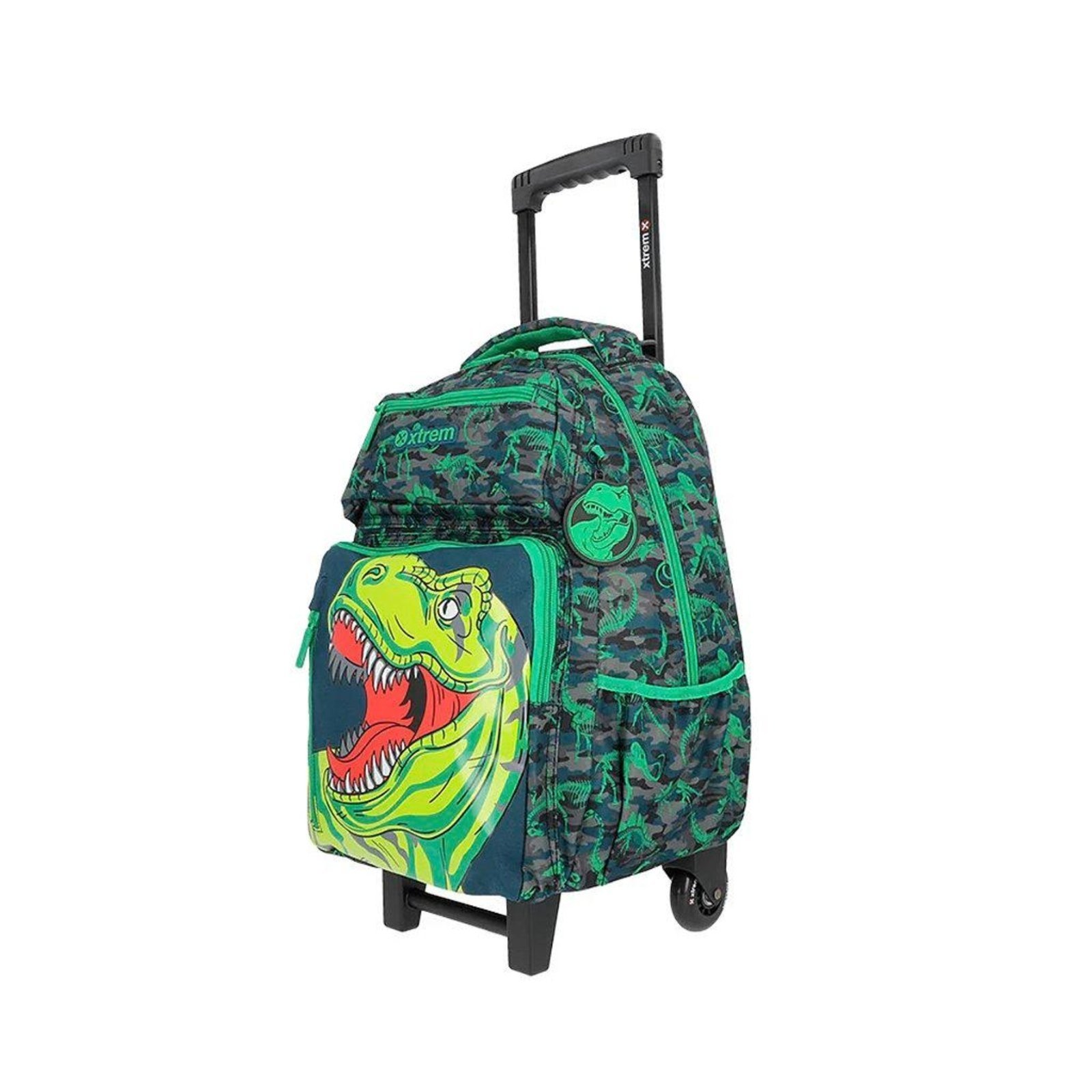Vista 3 Mochila com Carrinho Xtrem New Run 4xt Dino verde verde