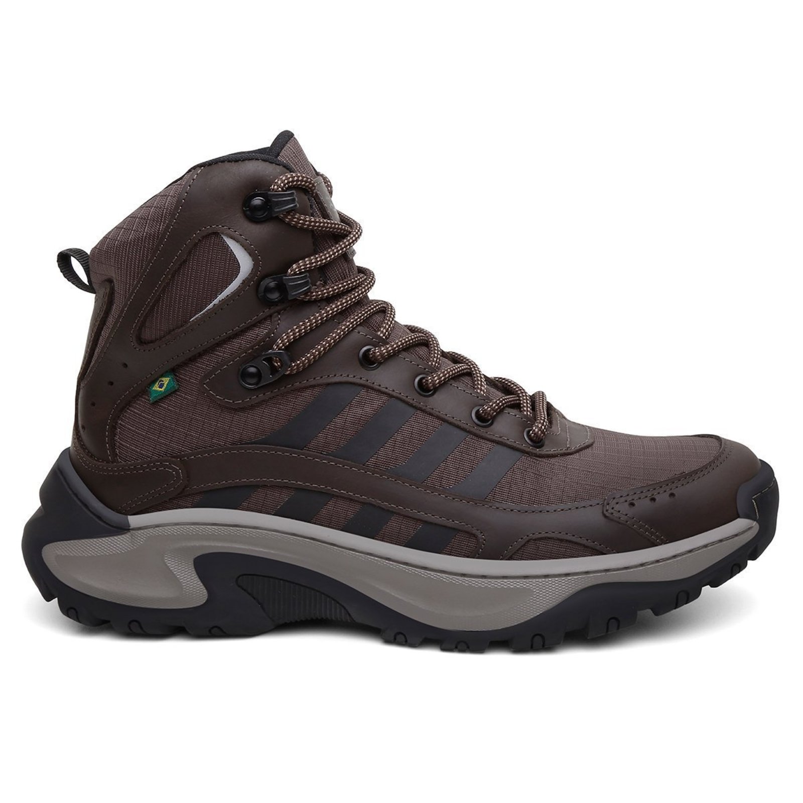Bota Adventure Montanhismo Couro Tecnológico Nylon TPU Sola Borracha Cafe