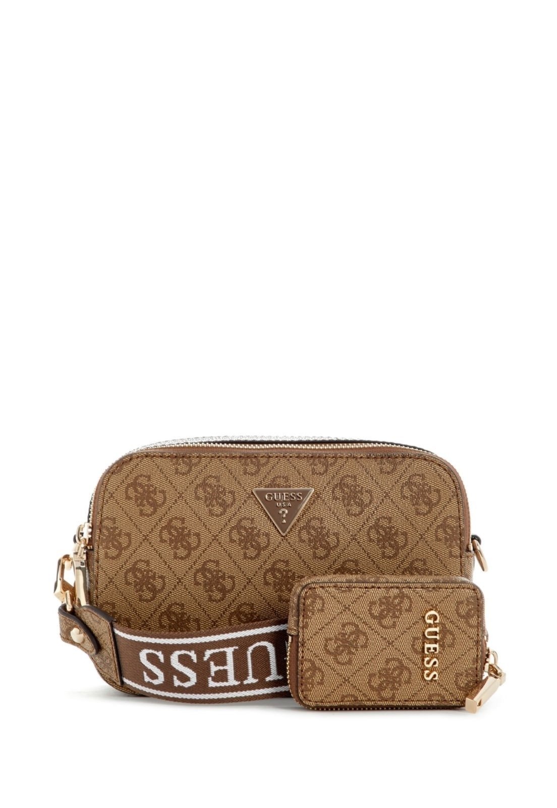 Bolsa Guess Latona Ii Camera Crossbody Bege