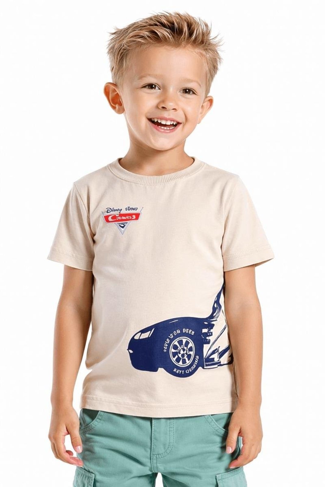 Infantil - Camiseta Menino Disney Carros Alphabeto Cru