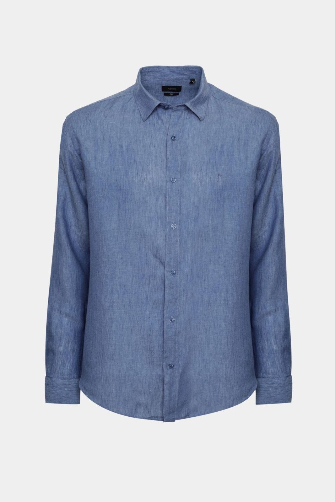 Camisa Aramis Manga Longa Slim em Linho Azul Jeans