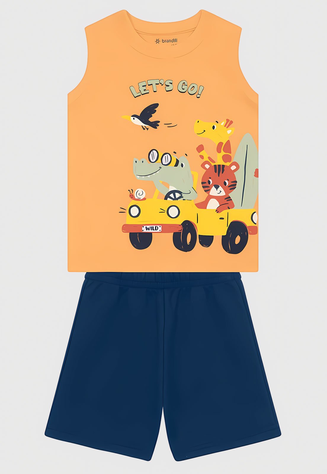 Conjunto Brandili Estampa Animais Laranja