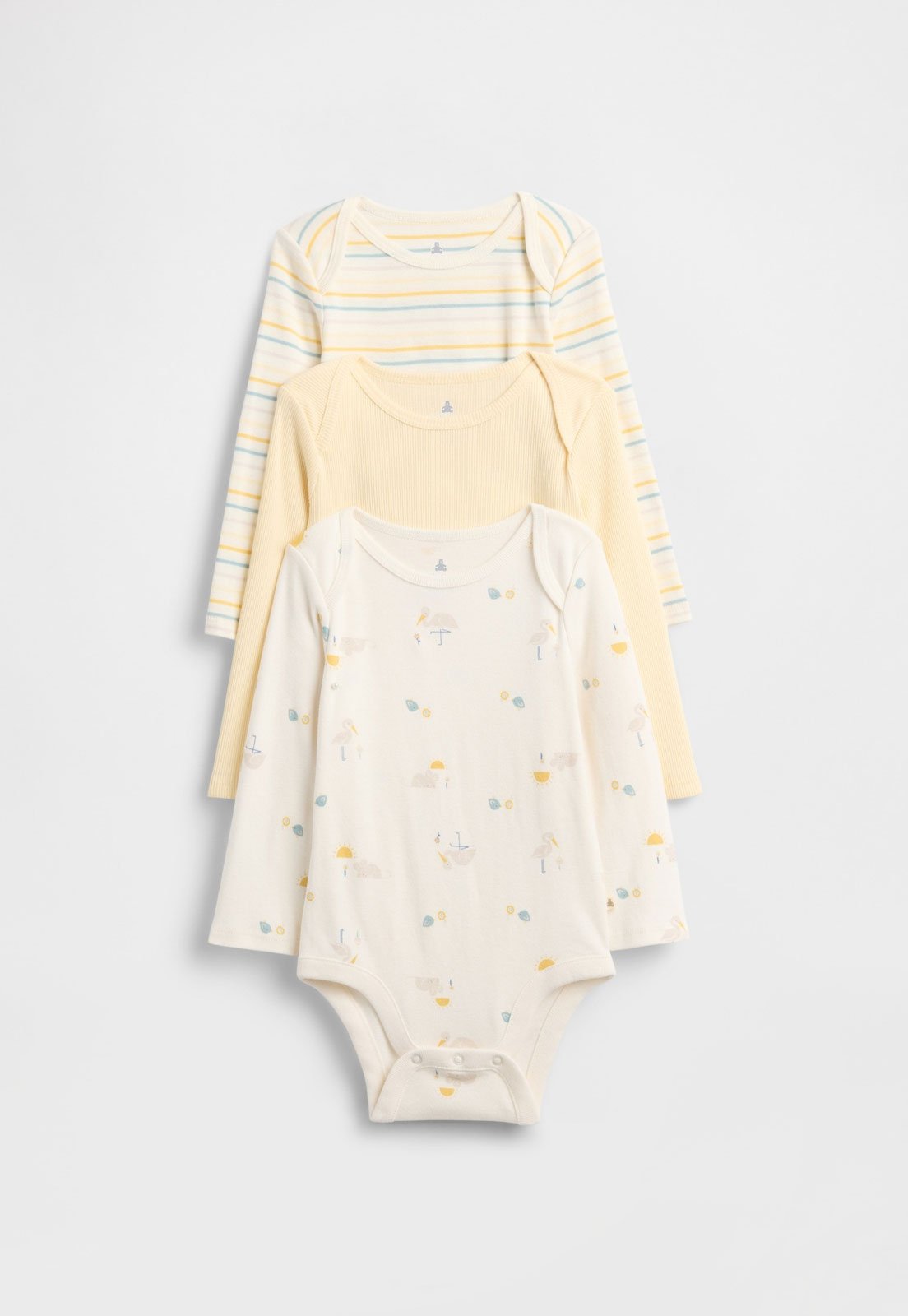 Infantil - Kit Body GAP Manga Longa Estampado Off-White