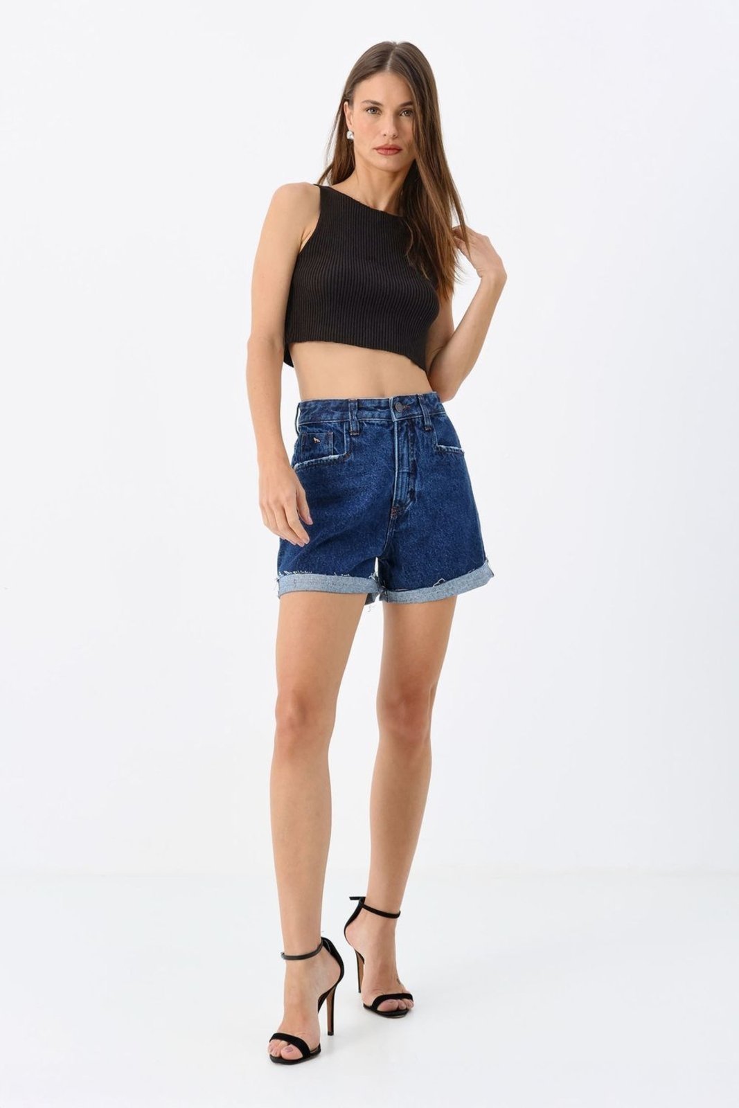 Short Jeans Barra Dobrada ACT Feminino