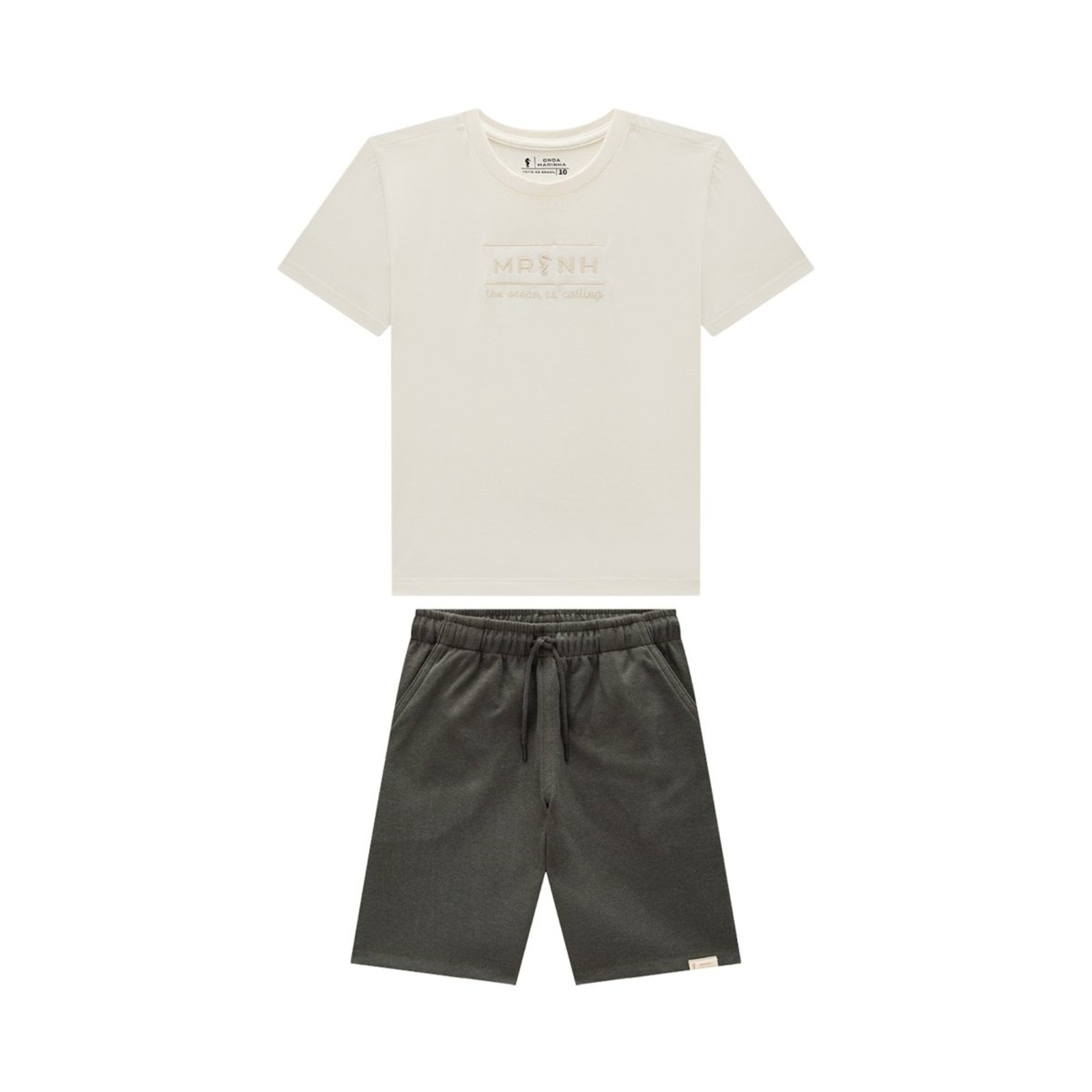 Infantil - Conjunto Masculino com Camiseta e Bermuda em Ponto Roma Confortável
