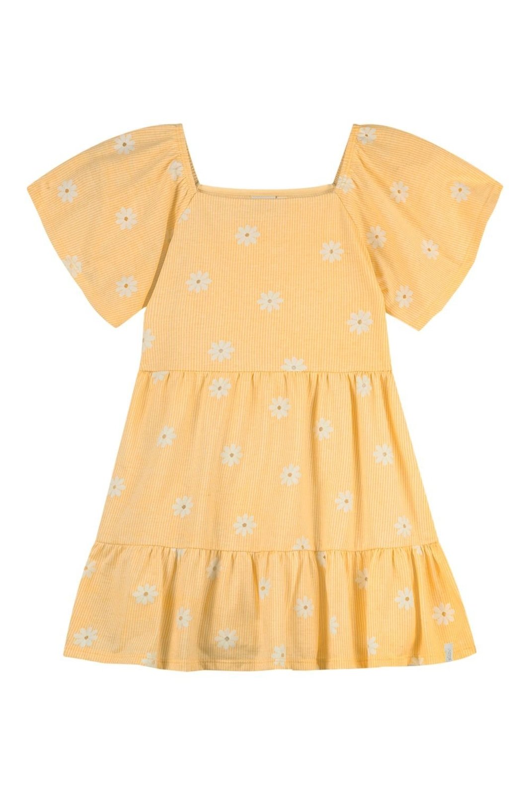 Infantil - Vestido Menina Floral Listras Elian Amarelo