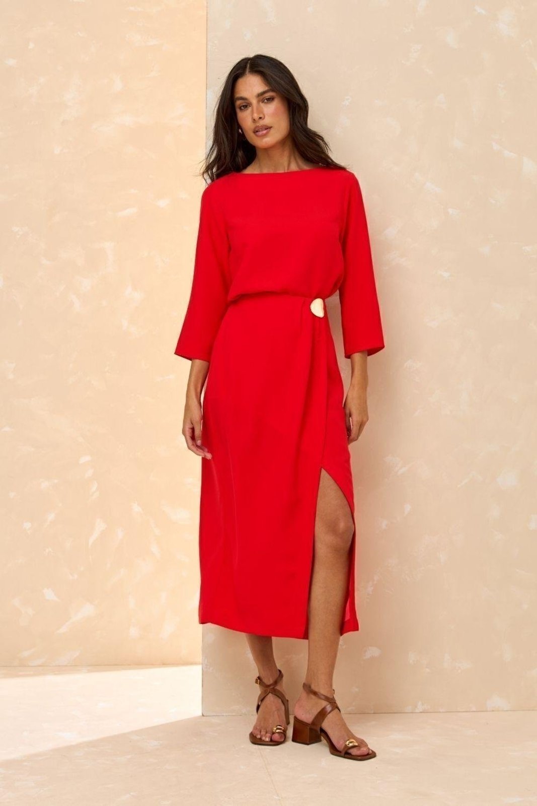 Blusa Manga 3/4 Lsa Carlota Costa Vermelho