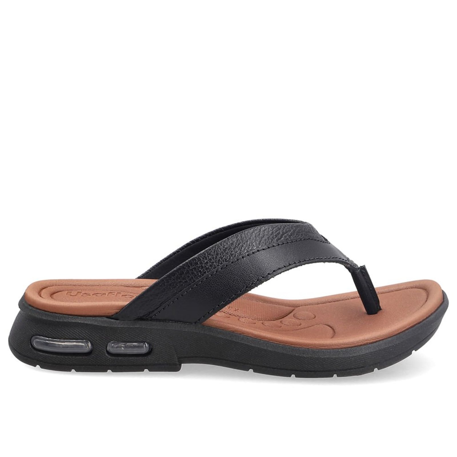 Chinelo Em Couro Preto