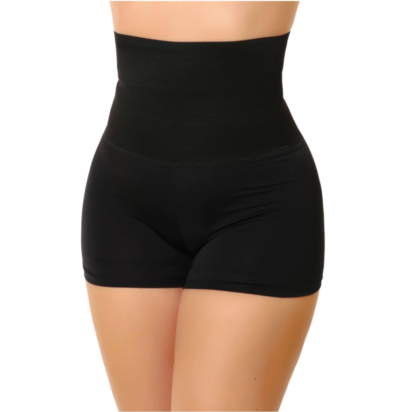 Short Modelador Anágua Cinta Compressão Cós Alto Confortável Feminino Preto